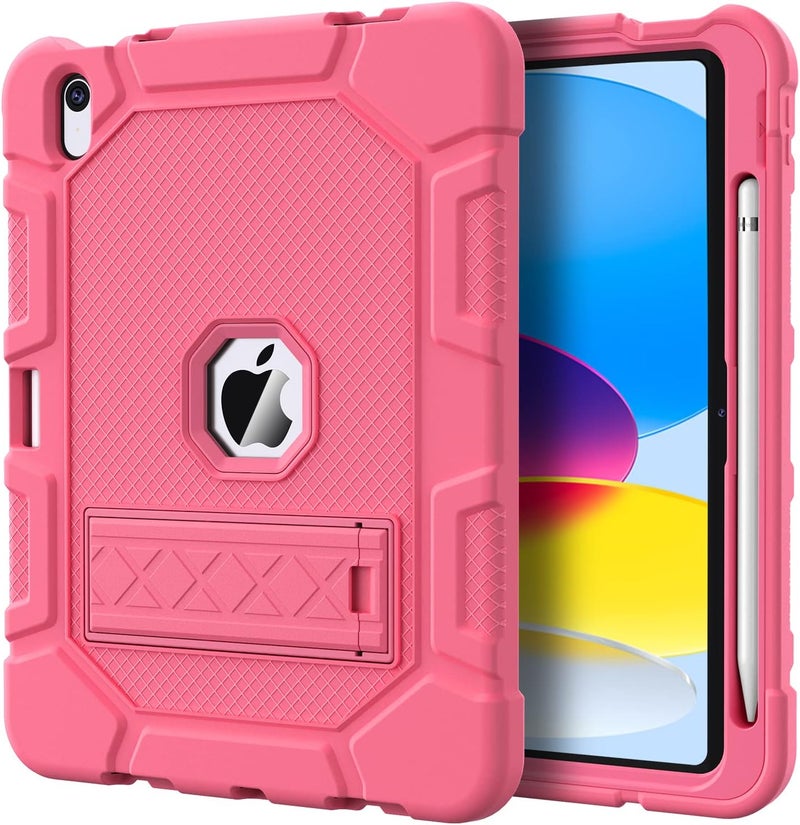 Azzsy Case for iPad (A16) 11th Generation 11 Inch 2025 / iPad 10th Generation 10.9 Inch 2022, [Built-in Pencil Holder] Heavy Duty Shockproof Rugged Protective Case, Pink - Image 1